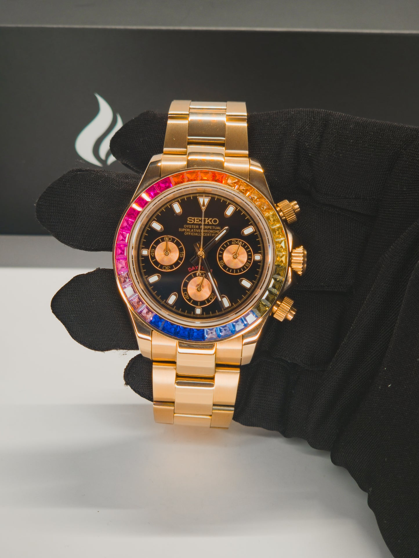 Sphere Rose Gold Rainbow Chronograph | Seiko VK63, 316L Stainless Steel