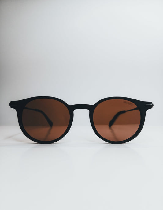 Sphere Matte Black/Brown Sunglasses | Premium Acetate, UV & Blue-Light