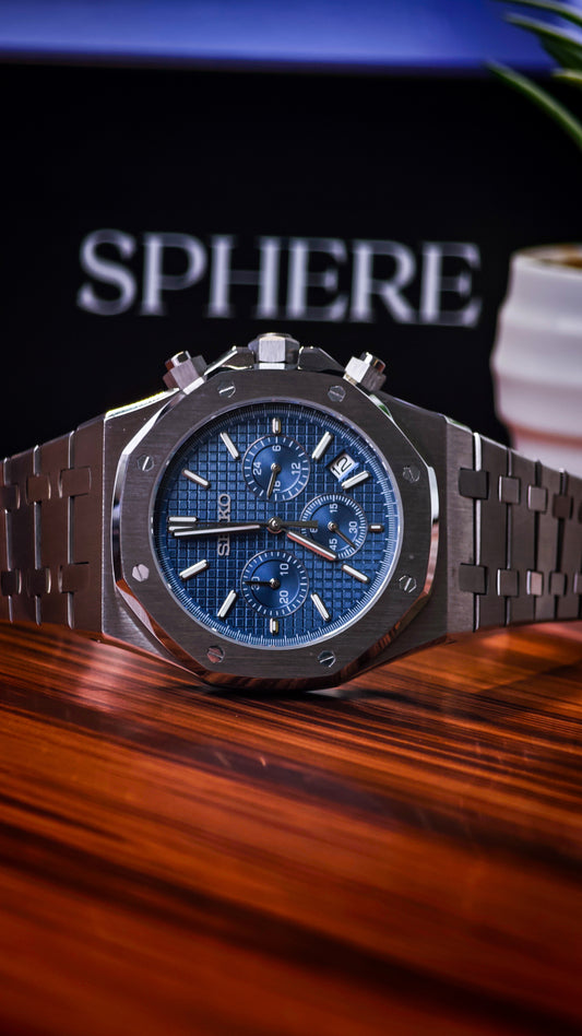 Sphere Seikoak Blue Watch | VK63 Stainless Steel