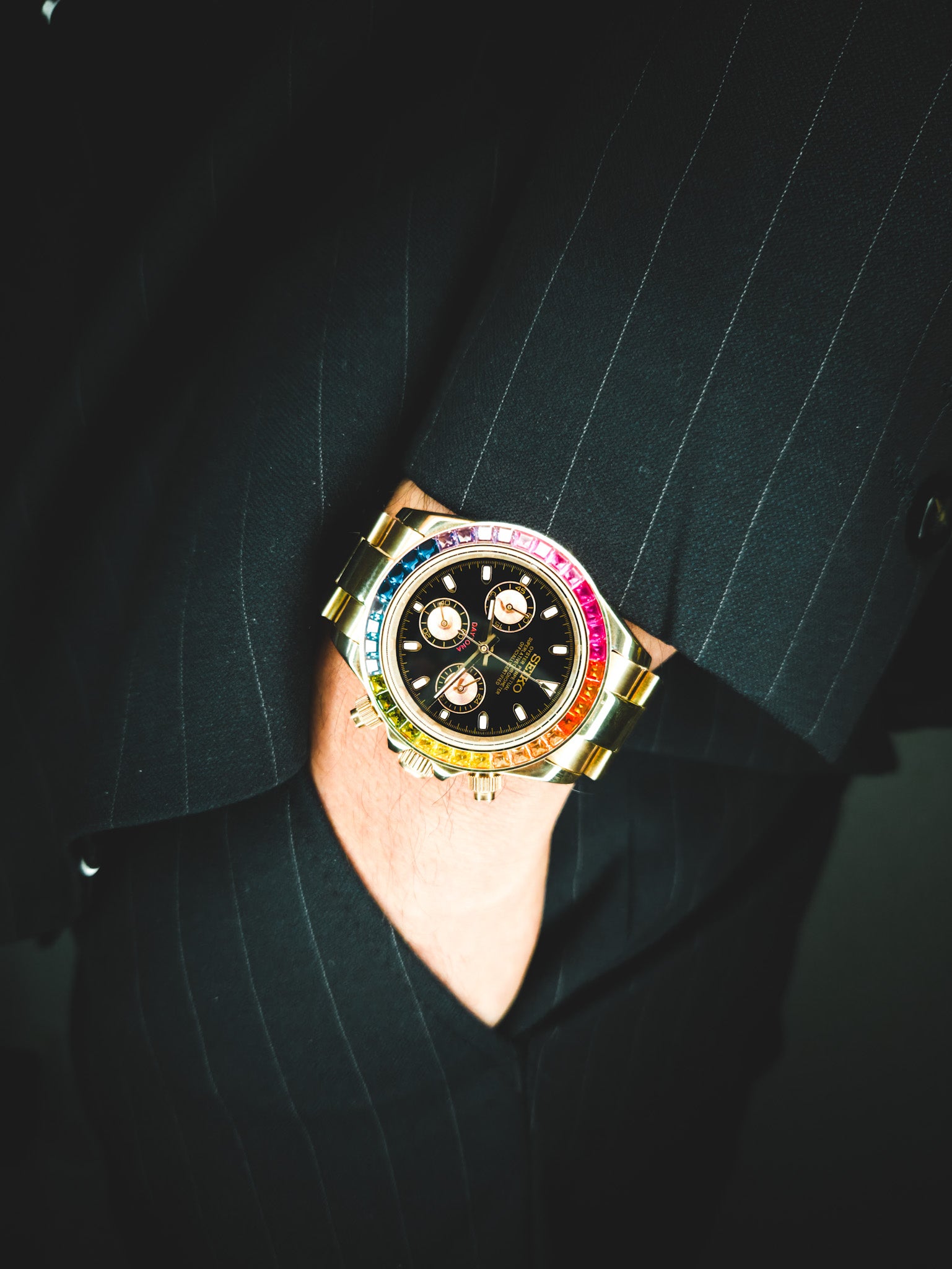 Sphere Custom Watch – Inspired by Daytona – Powered by Seiko VK63- Rose Gold Rainbow
