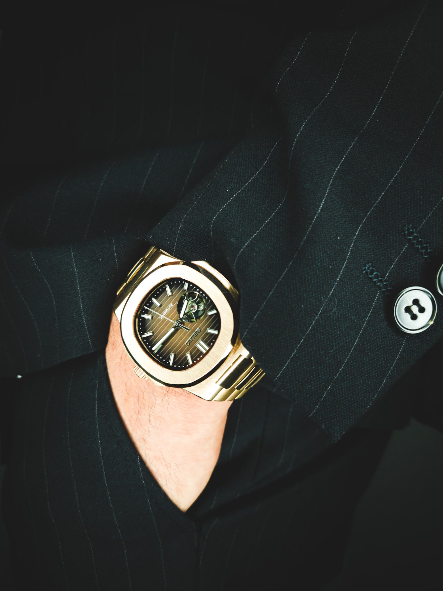 Sphere Custom Watch – Inspired by Nautilus – Powered by Seiko NH38 - Chocolate Gradient Open Heart
