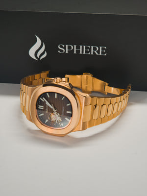 Sphere Custom Watch – Inspired by Nautilus – Powered by Seiko NH38 - Chocolate Gradient Open Heart