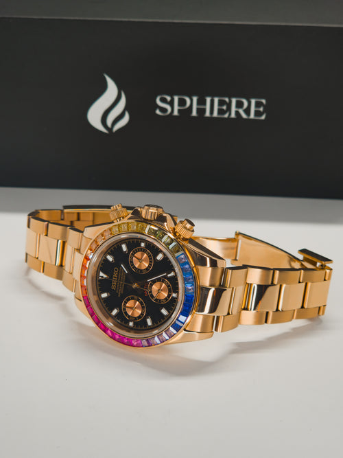 Sphere Custom Watch – Inspired by Daytona – Powered by Seiko VK63- Rose Gold Rainbow
