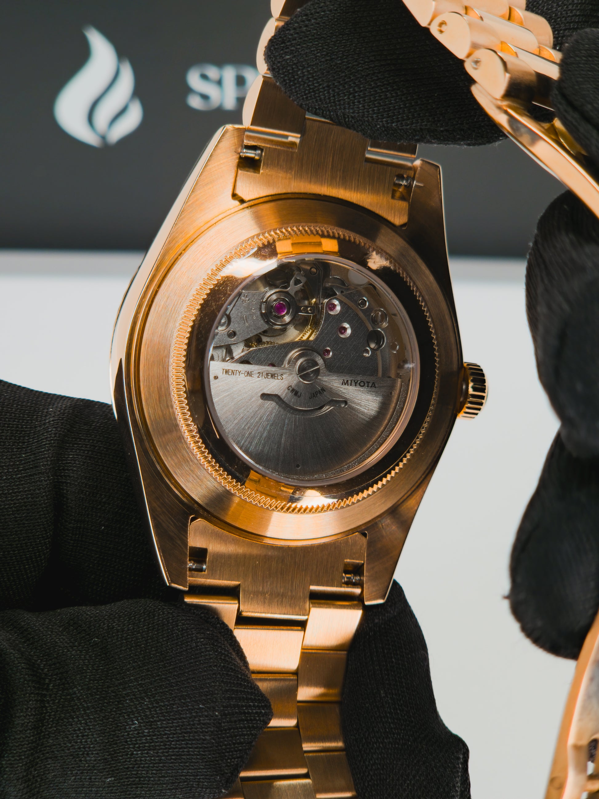 Sphere Custom Watch – Inspired by Day-Date – Powered by Seiko NH36 - Rose Gold Green Gradient Romans